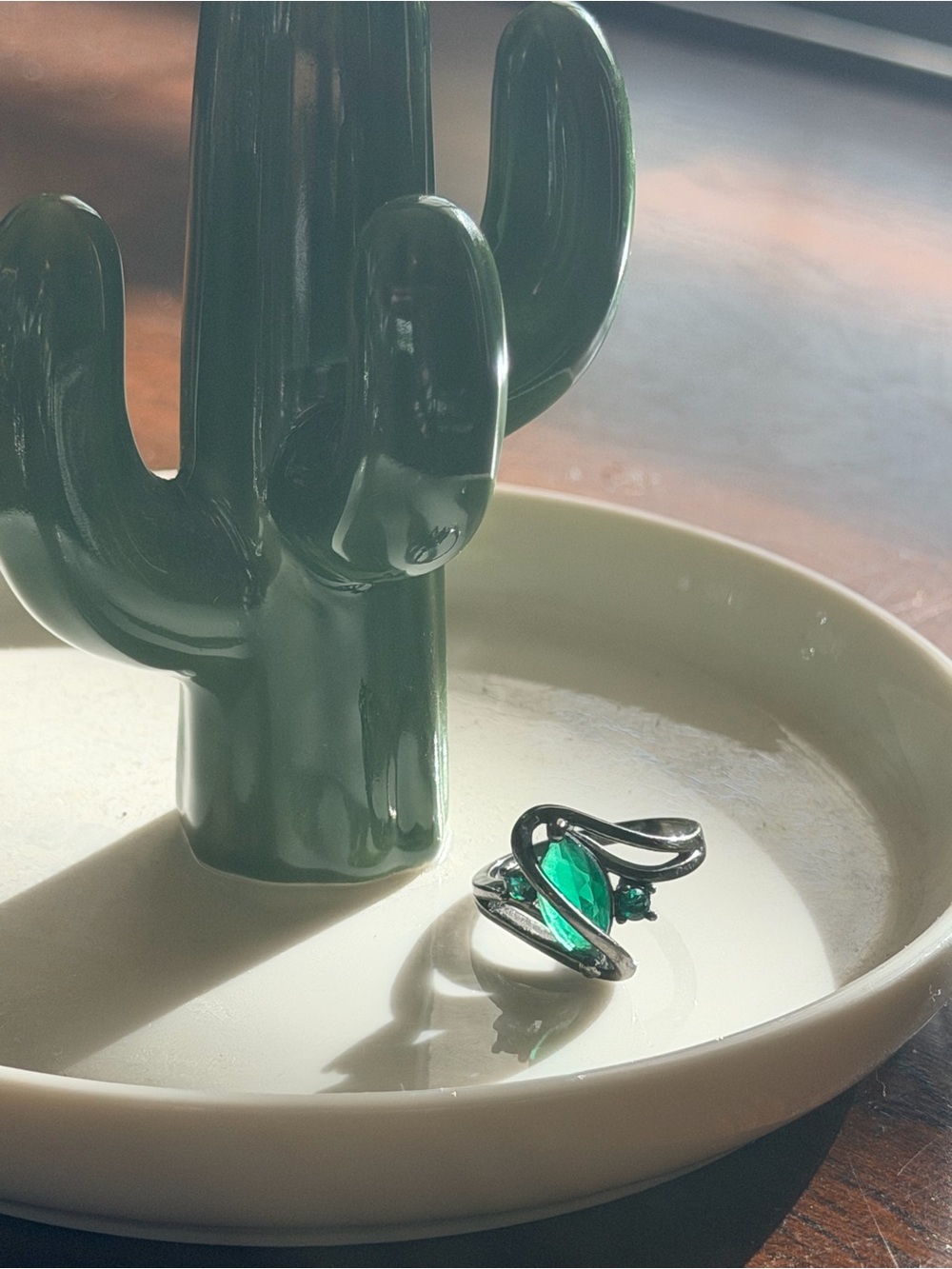Emerald Green Marquise Crystal Statement Ring - Women Jewelry Size 7.5